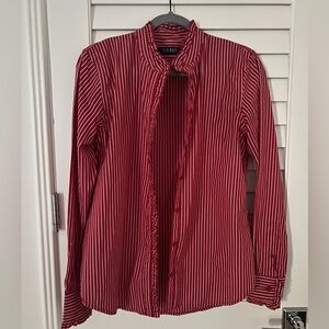 Lauren Ralph Lauren Ruffle Trim blouse red/white Size M